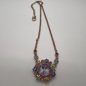 Colorful purple gem necklace Betsey Johnson heart